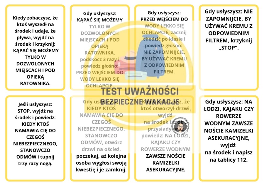 BEZPIECZNE WAKACJE -TEST UWAŻNOŚCI