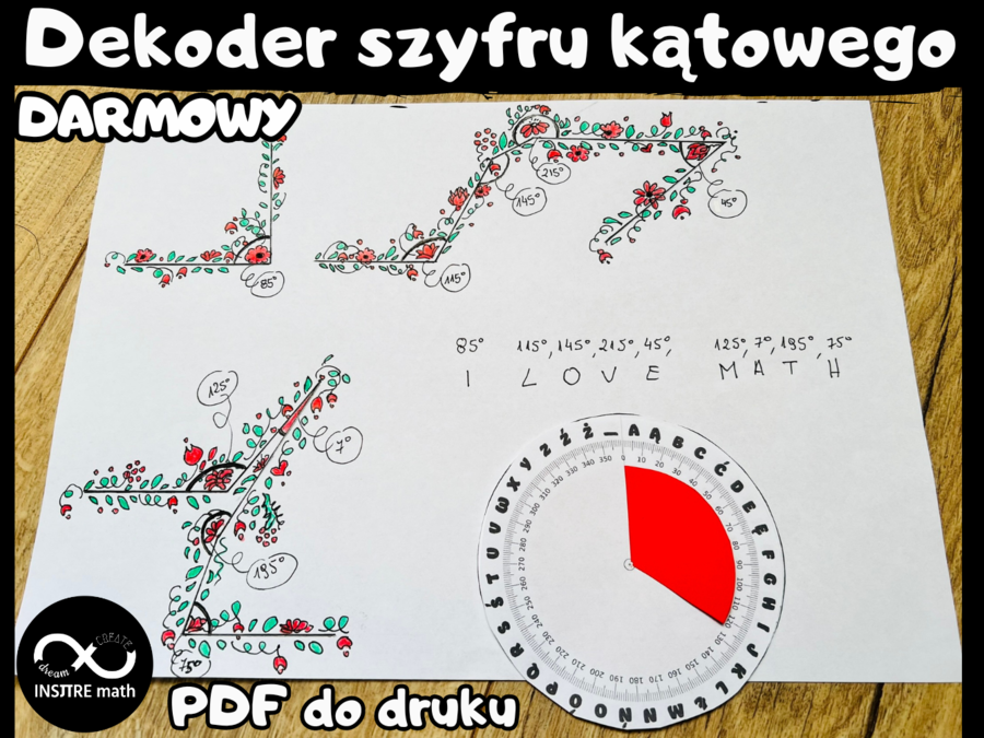 DARMOWY Dekoder szyfru kątowego & narzędzie do wizualizacji kątów. Kąty, mierzenie kątów, rysowanie kątów.