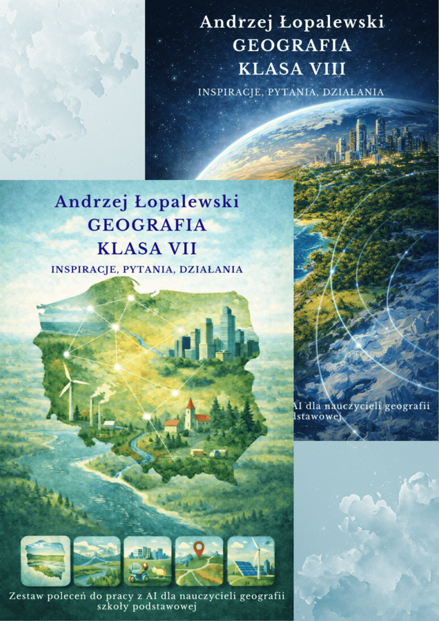 Geografia – klasa VII_VIII. Inspiracje, pytania, działania. Zestaw poleceń do pracy z AI dla nauczycieli geografii