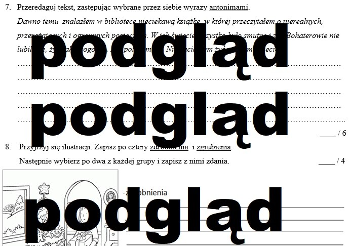 Zasoby słownictwa - sprawdzian (synonimy, antonimy, zdrobnienia, zgrubienia, wyrazy pokrewne, rodzina wyrazów)