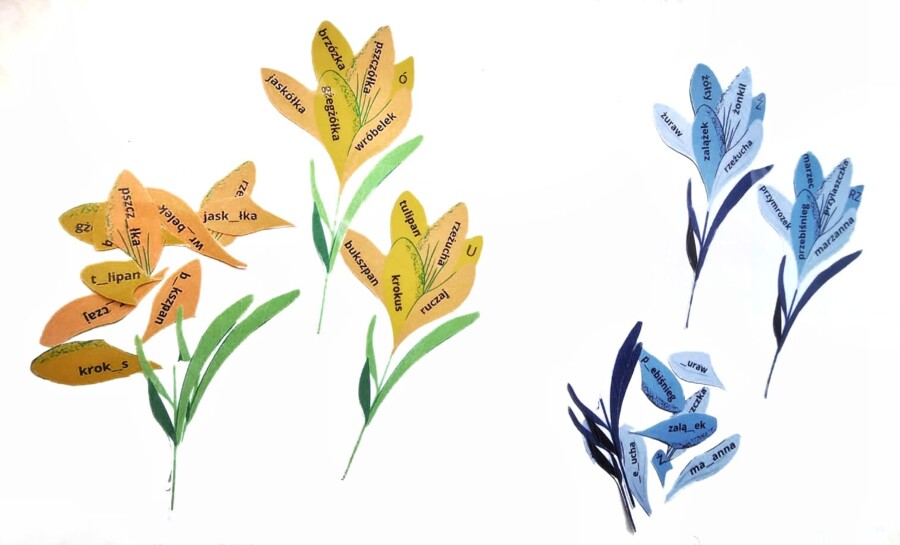 Wiosna, kwiaty, ortografia - puzzle