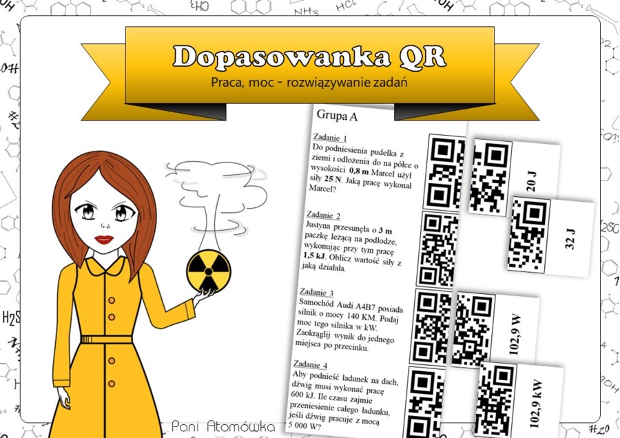 Fizyka Klasa 7. Praca, moc. Rozwiązywanie zadań z dopasowanką QR.