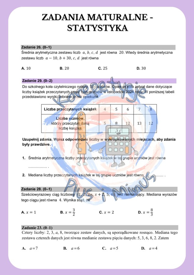 Zadania maturalne- statystyka