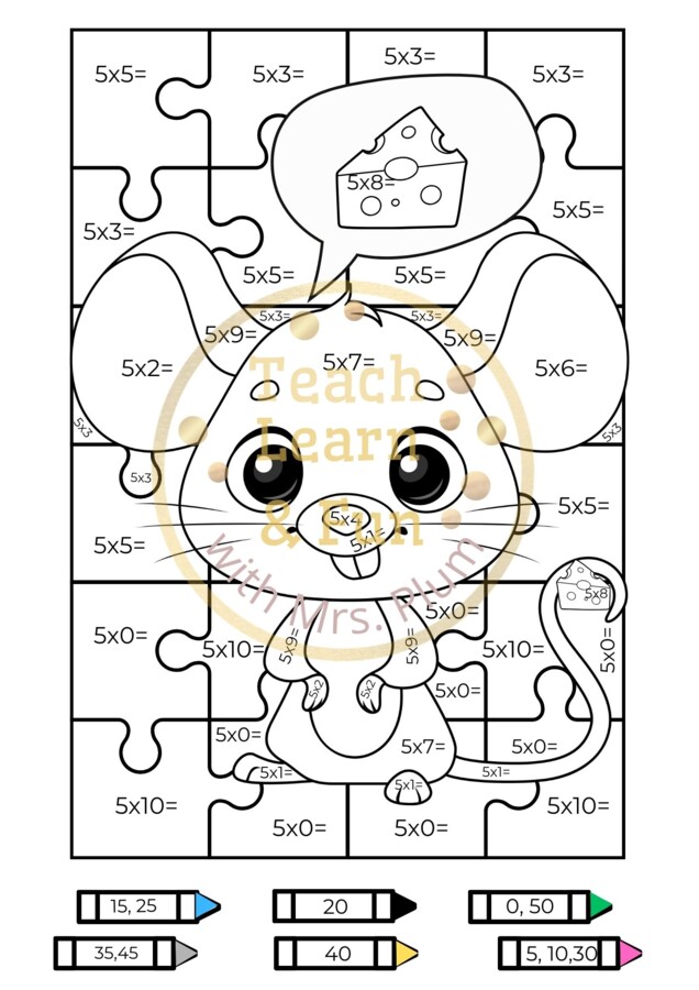 Kolorowa Matematyka – Mnożenie x5 z MySz(k)ą!🐭🎨