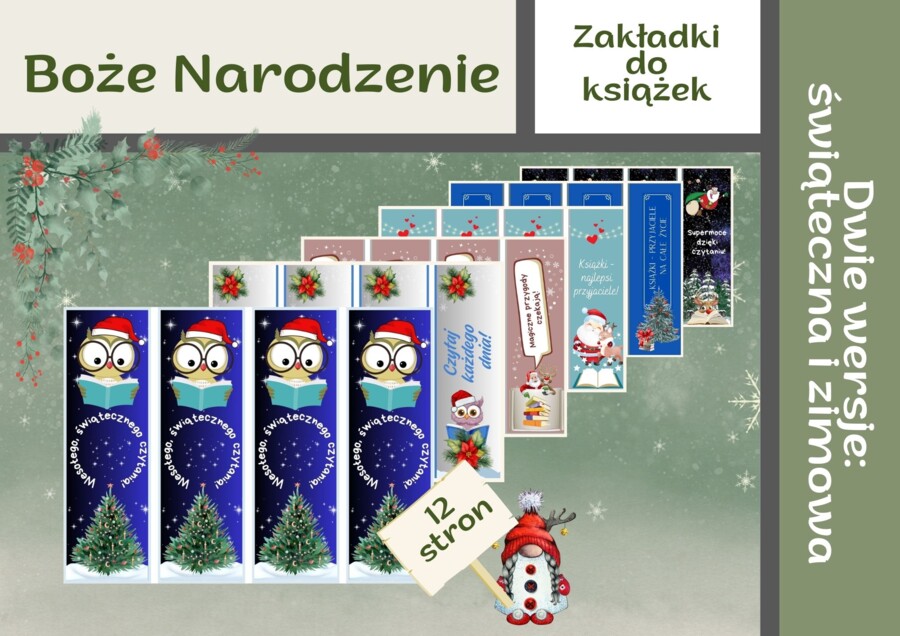 Boże Narodzenie – zakładki do książek z przesłaniem