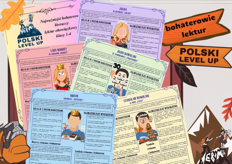 Opracowanie (motywy, symbole, relacje, wydarzenia) 31 postaci z lektur 1-4_Polski Level Up