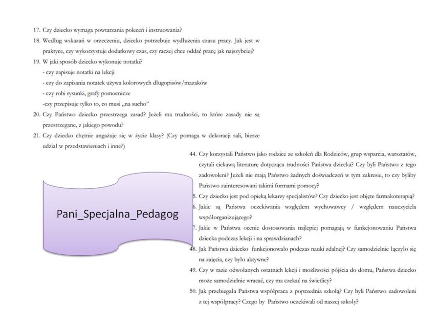 Wywiad z rodzicami ucznia.
