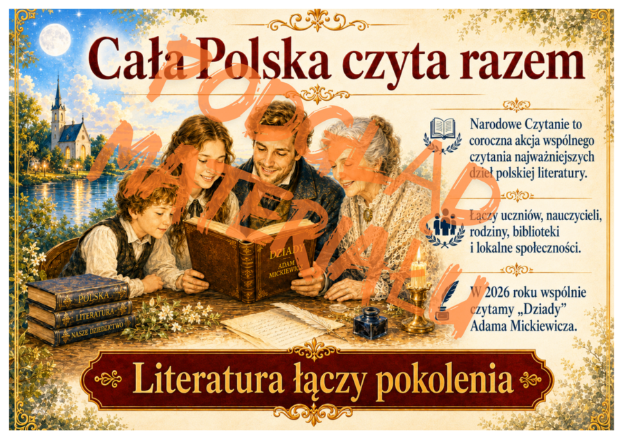 Narodowe Czytanie 2026 – „Dziady” Adama Mickiewicza | gazetka szkolna + dekoracja | 33 strony PDF