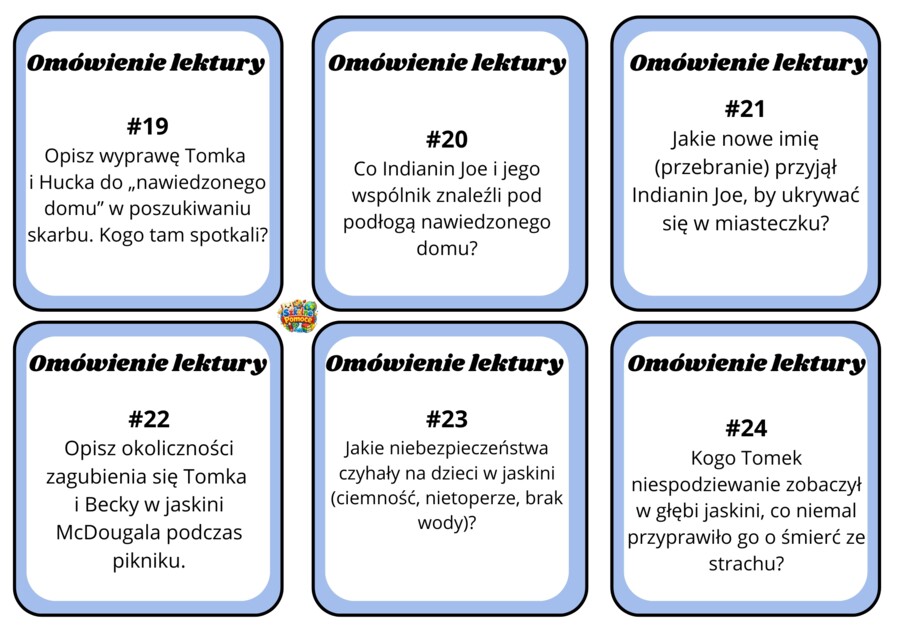 Przygody Tomka Sawyera - karty z pytaniami