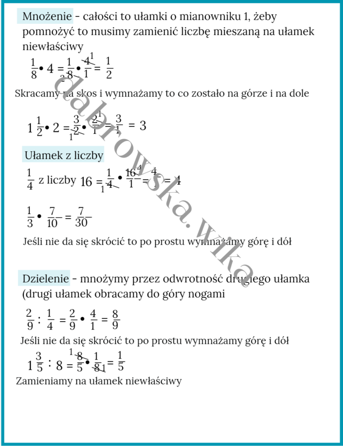 Ułamki zwykłe część 2