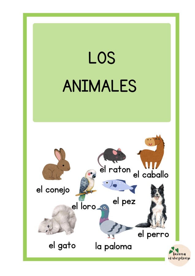 Los animales- zwierzęta (język hiszpański)