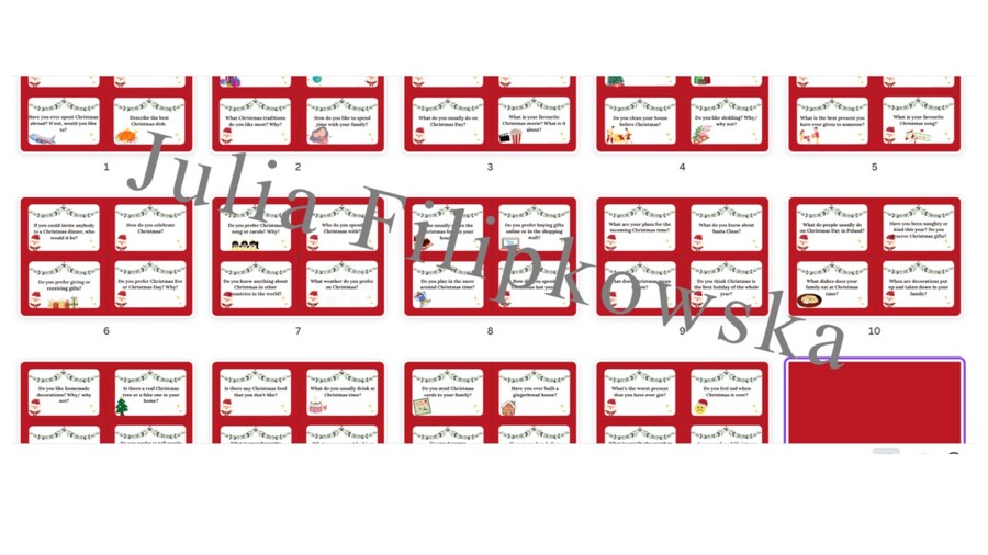 Boże Narodzenie/ Christmas / Karty do mówienia / Speaking / Konwersacje / Klasy 4-6 / Klasy 6-8 / Liceum / SP / Warm-up / Rozgrzewka / Gotowa lekcja
