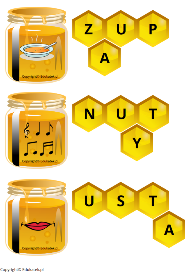 Miodowa rozsypanka literowa – nauka czytania