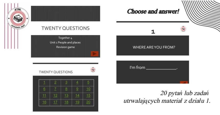 Together 4 - gra utrwalająca materiał z działu 1: People and places