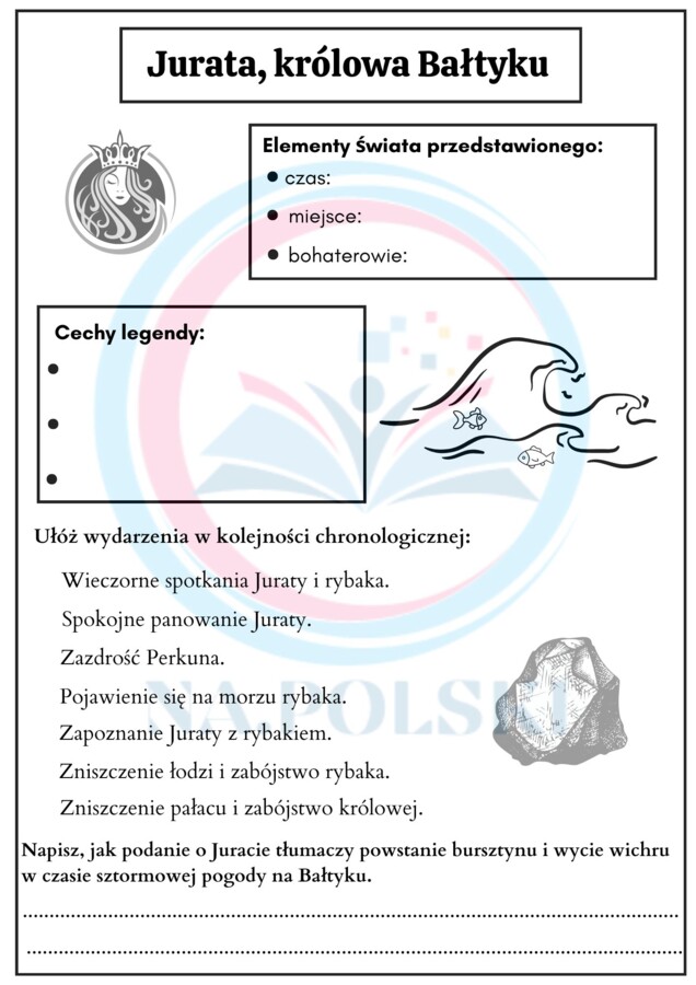 Jurata, królowa Bałtyku - karta pracy
