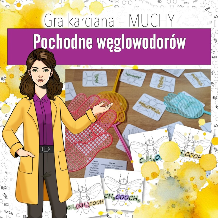 Chemia organiczna: Pochodne węglowodorów – Gra karciana, MUCHY (chemia, kl 8).
