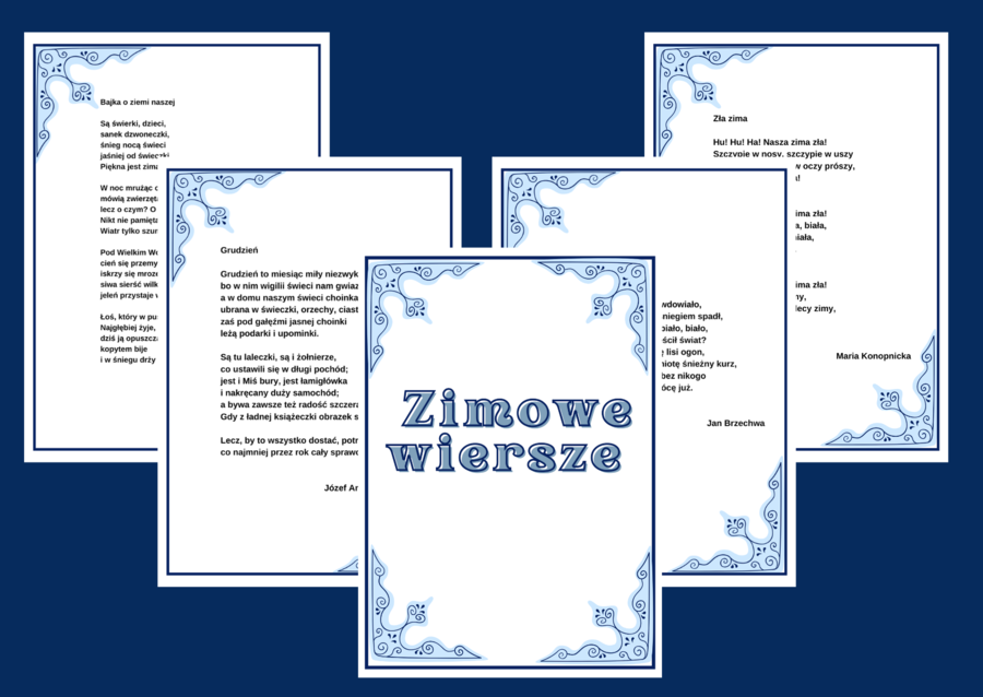 ZIMOWE WIERSZE – zima - biblioteka – świetlica – WIERSZE – GAZETKA – wersja 3