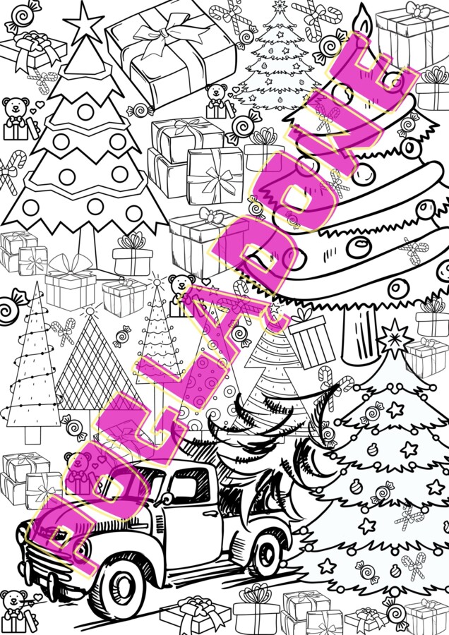 Kolorowanka XXL - zima, choinki