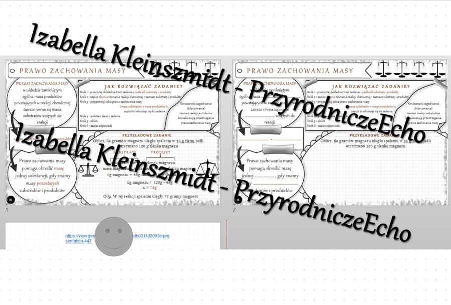 Minizestaw na temat „Prawo zachowania masy” – sketchnotka + karta pracy w power point + gratisowy link do prezentacji multimedialnej niekomercyjnej wykonanej w genial.ly do indywidualnego pobrania i użycia do celów niekomercyjnych. Chemia 7, „Ważne prawa