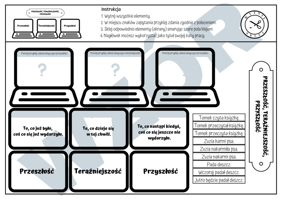 Wklejka aktywizująca Laptopy - czasy: teraźniejszy, przyszły, przeszły