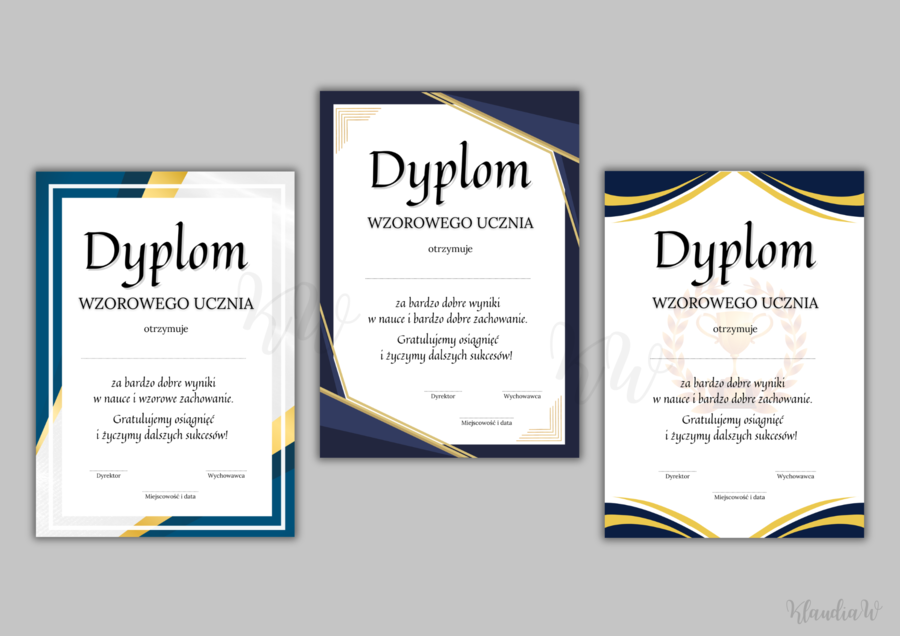 Dyplomy Wzorowego Ucznia - zestaw