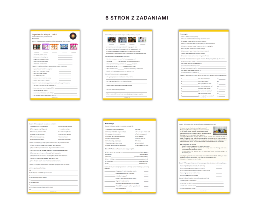 Together 6 Unit 7 Dodatkowe Materiały  Karty Pracy Powtórzenie