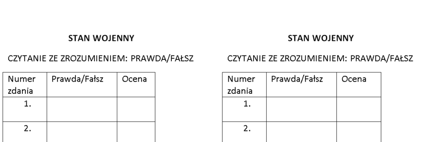Stan wojenny- czytanie ze zrozumieniem
