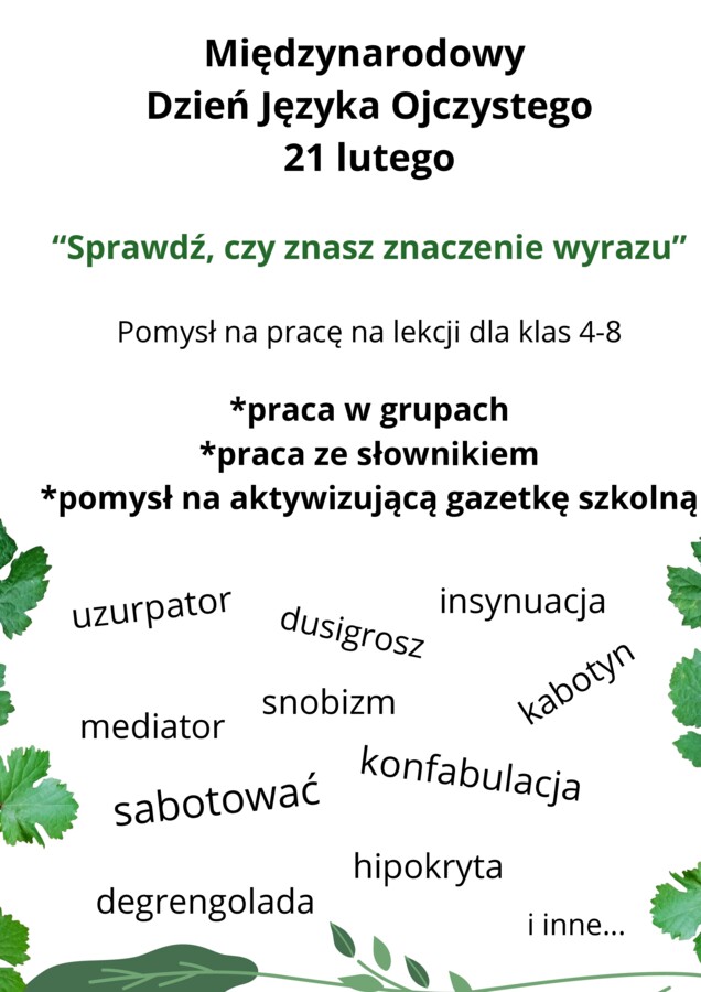 Dzień Języka Ojczystego - pomysł na lekcję 4-8