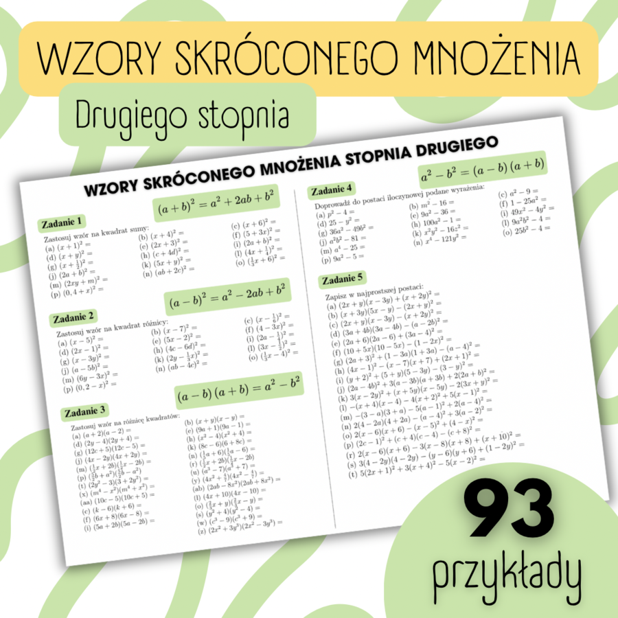 WZORY SKRÓCONEGO MNOŻENIA drugiego stopnia - DUUUUUŻO PRZYKŁADÓW!