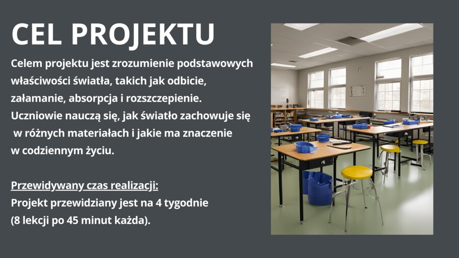 Projekt edukacyjny z fizyki dla szkoły podstawowej: ,,Badamy Właściwości Światła"