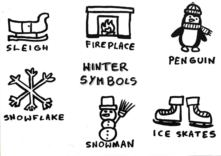 Winter Symbols Coloring Page