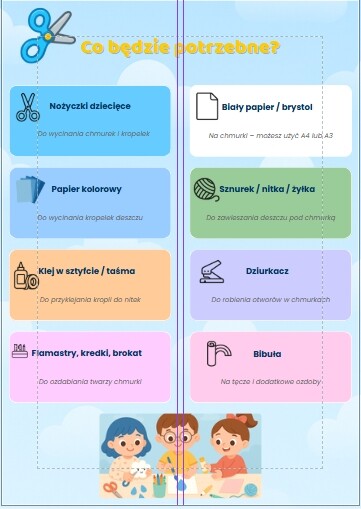 Papierowe chmurki i krople deszczu