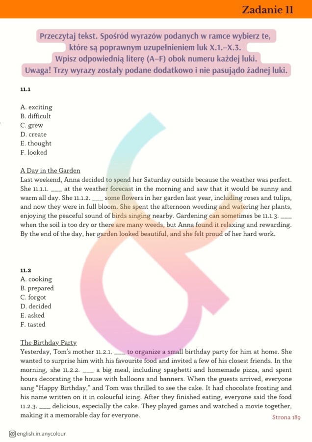 Angielski: Egzamin ósmoklasisty - ponad 600 ćwiczeń do zadań od 5 do 13. Klucz odpowiedzi.