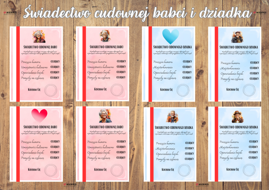 ŚWIADECTWA CUDOWNEJ BABCI I DZIADKA - dzień babci i dziadka