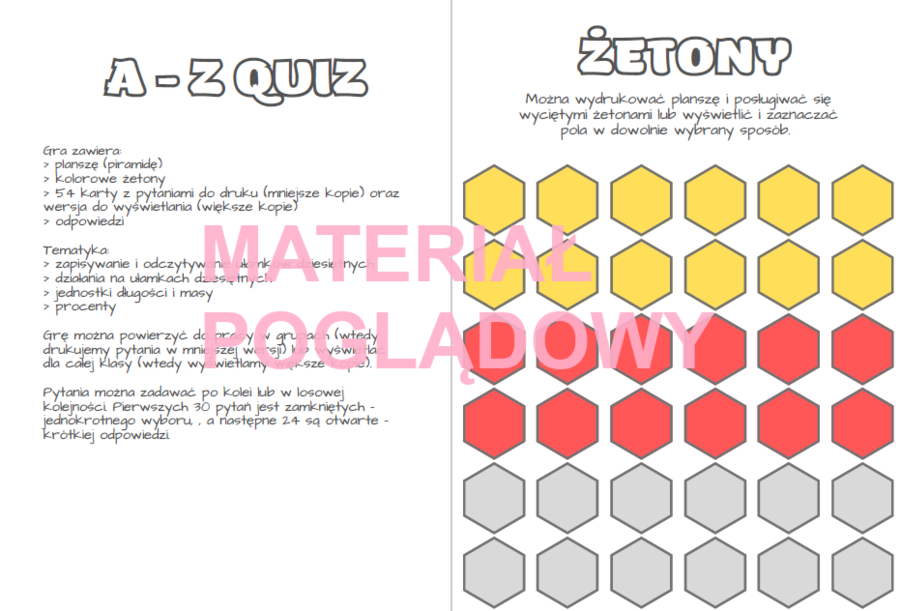A-Z quiz procenty - powtórzenie wiadomości klasy 6, 7, 8