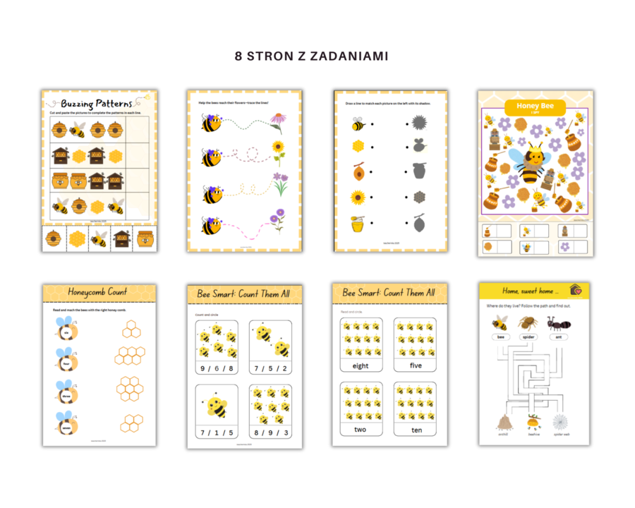 Dzień Pszczoły – Karty Pracy i Zabawy Edukacyjne dla Przedszkolaka | Wersja Polska i Angielska | Bee Day Worksheets and Activities for Preschoolerss –