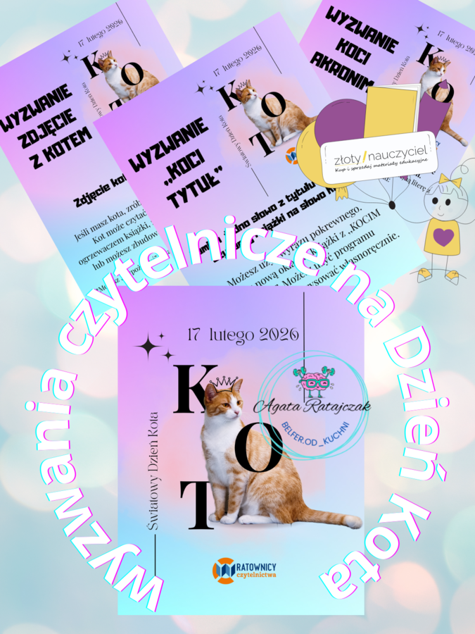 DZIEŃ KOTA  Z KSIĄŻKĄ 17 lutego WYZWANIA/konkursy czytelnicze SP