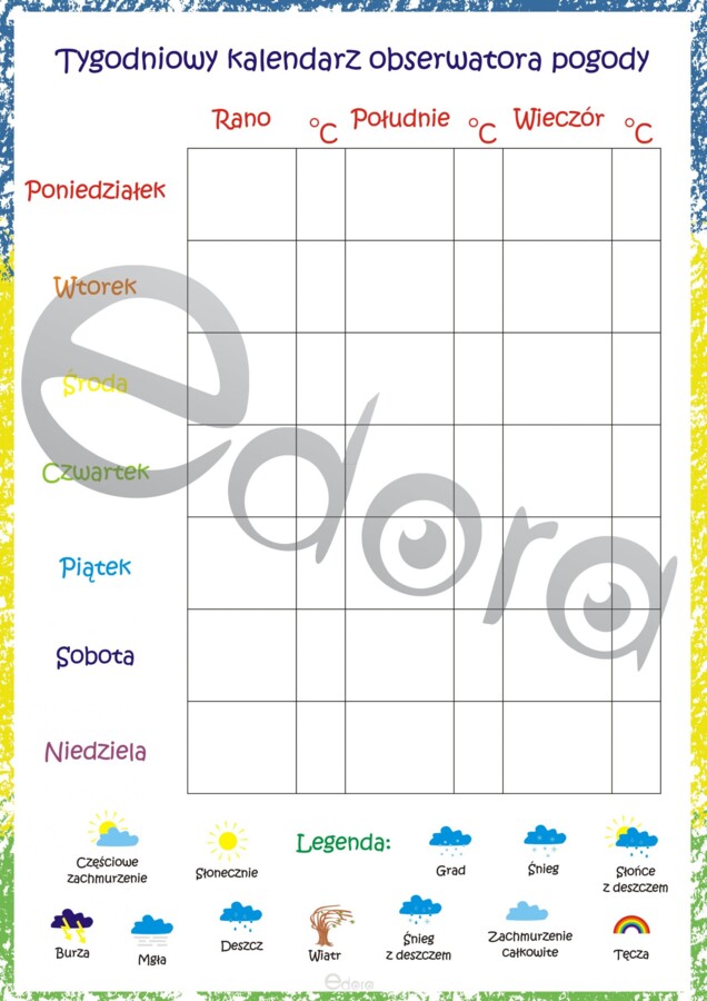 Tygodniowy kalendarz obserwatora pogody