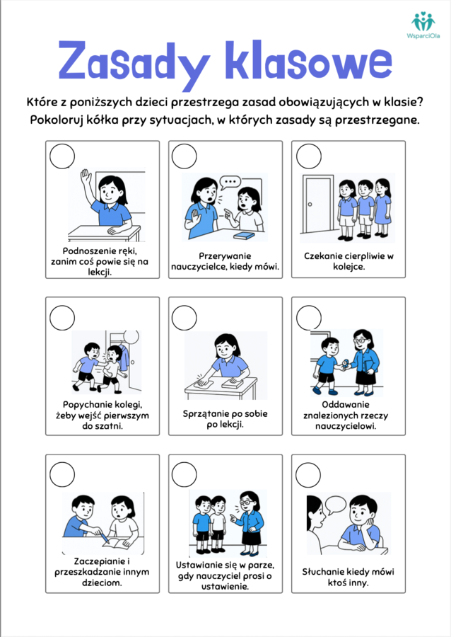 Karty pracy "Zasady w szkole"