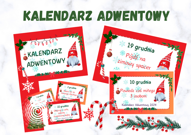 Kalendarz adwentowy - 24 zadania. Pomysł na gazetkę w szkole.