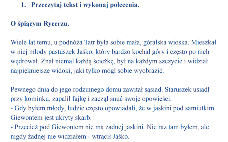 Janko Muzykant + czytanie ze zrozumieniem.