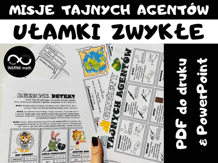 Agencja Detektywistyczna UŁAMKI ZWYKŁE. Matematyczne wyzwanie – dodawanie, odejmowanie, mnożenie i dzielenie ułamków.