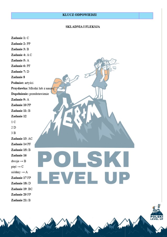 Test językowy E8_120 zadań+ klucz_Polski Level Up