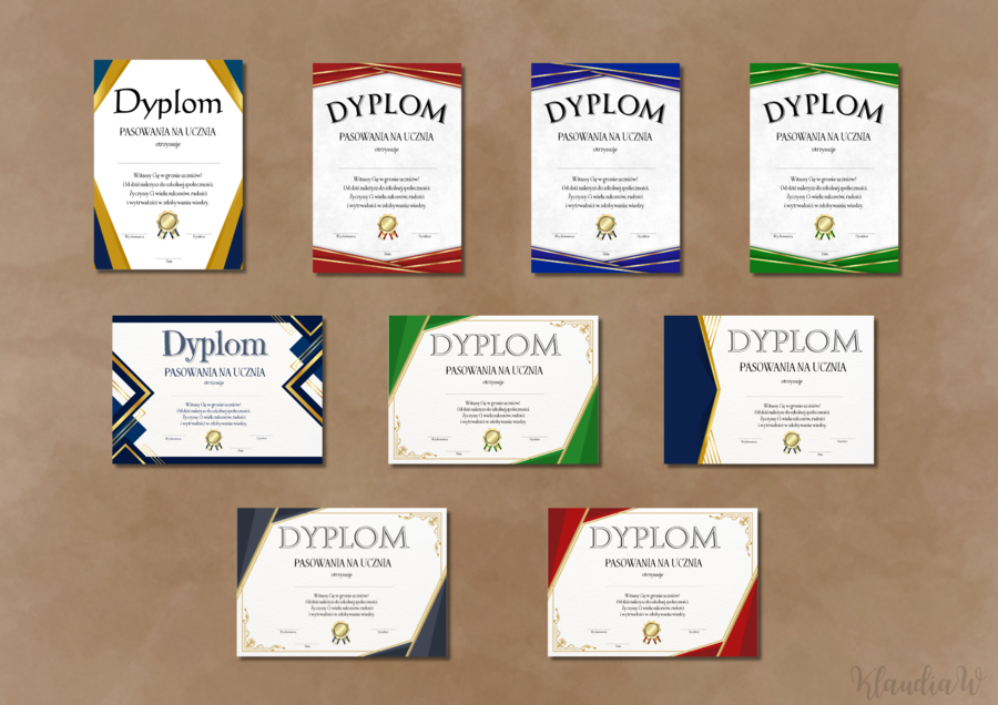 Dyplomy Pasowania na Ucznia – zestaw nr 1