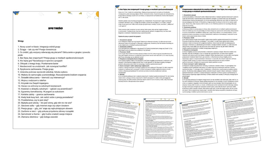 Analiza sytuacji – case study. 25 scenariuszy z pytaniami i odpowiedziami dla młodzieży 10–14 lat