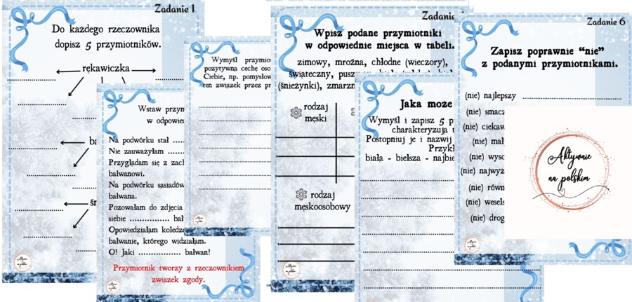 Przymiotniki - karty pracy + prezentacja