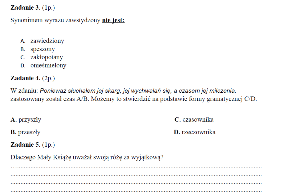 Trening przed egzaminem - ,,Mały książę''
