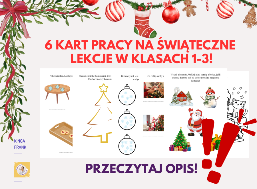 📚 Świąteczne karty pracy dla klas 1-3 🎄