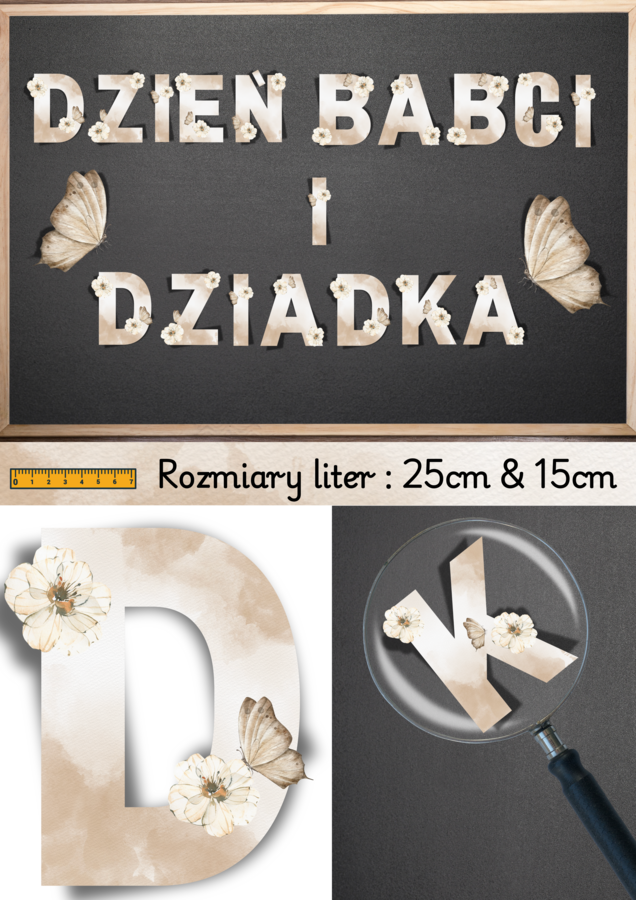Piękny Napis Dekoracyjny Dzień Babci i Dziadka 🌺 Litery 15cm & 25cm