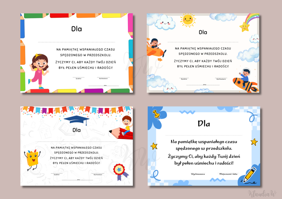 Wklejki do książek na zakończenie przedszkola